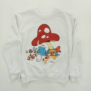 The Smurfs Peyo Women's Mushroom Crewneck Sweater Size XS